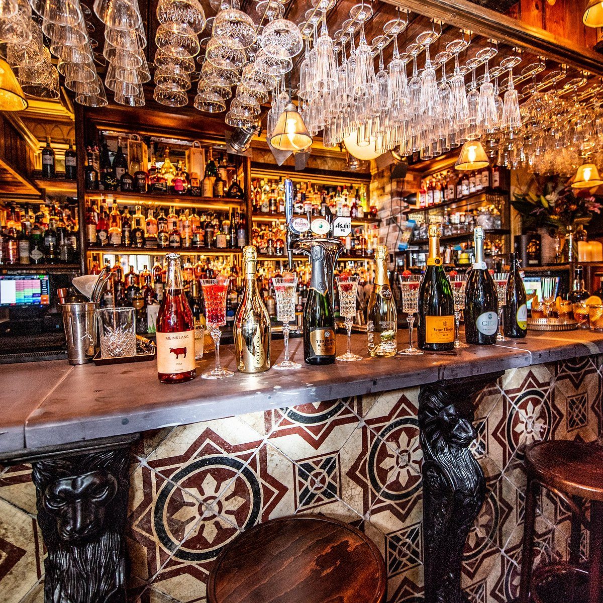 The bar at Rum and Fizz inside Castle Quarter Arcade, Cardiff, lined with rum bottles