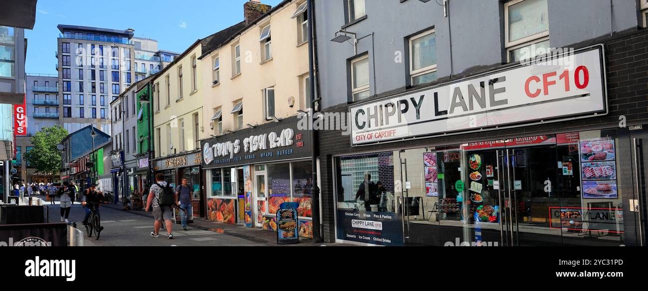 Late-night takeaway queues on Caroline Street (Chippy Lane), Cardiff